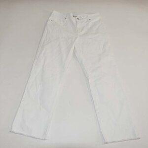 Loft Women's Curvy Straight Leg Crop Jeans Size 4 NWT White High Rise Raw Hems